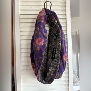 Lauren Ralph Lauren Purple 
Floral Infinity Scarf with Pink Roses